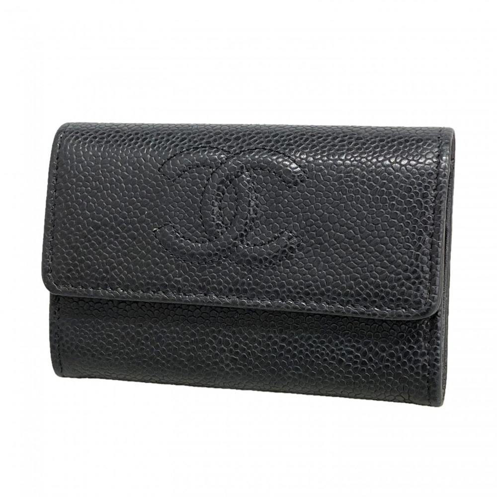 CHANEL Black Caviar Leather Wallet